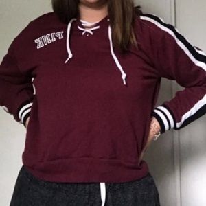 ❤️ VS Pink Maroon/purple Cropped Hoodie